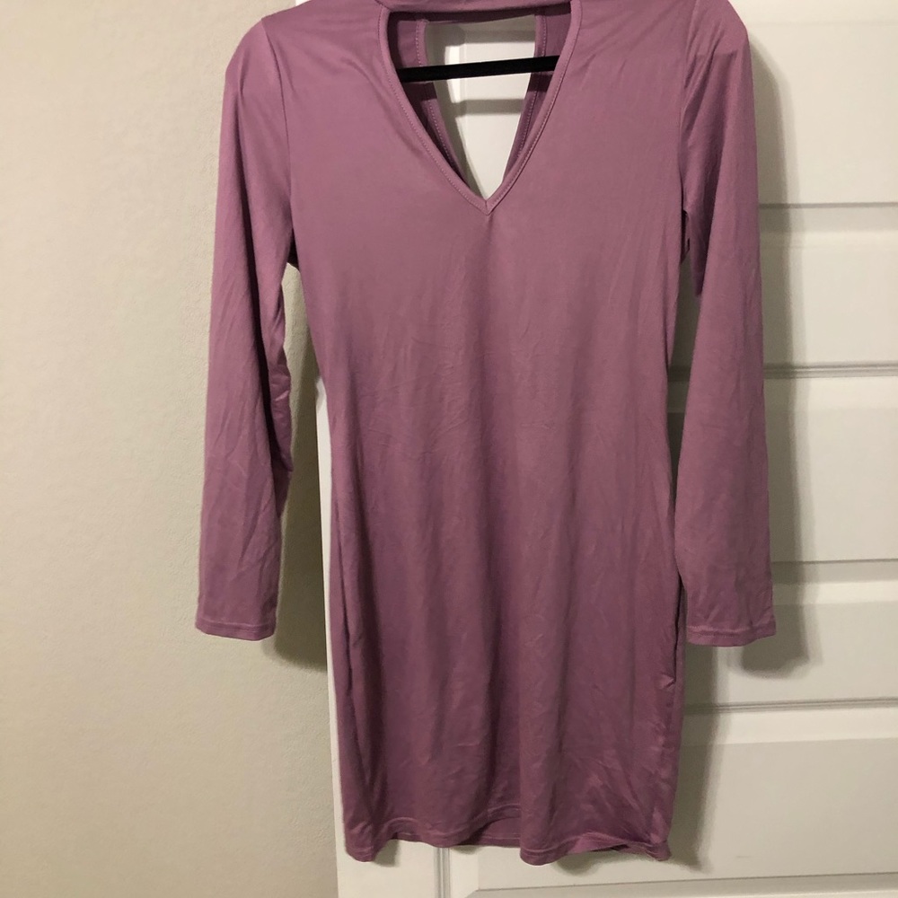 V neck long sleeve party dress